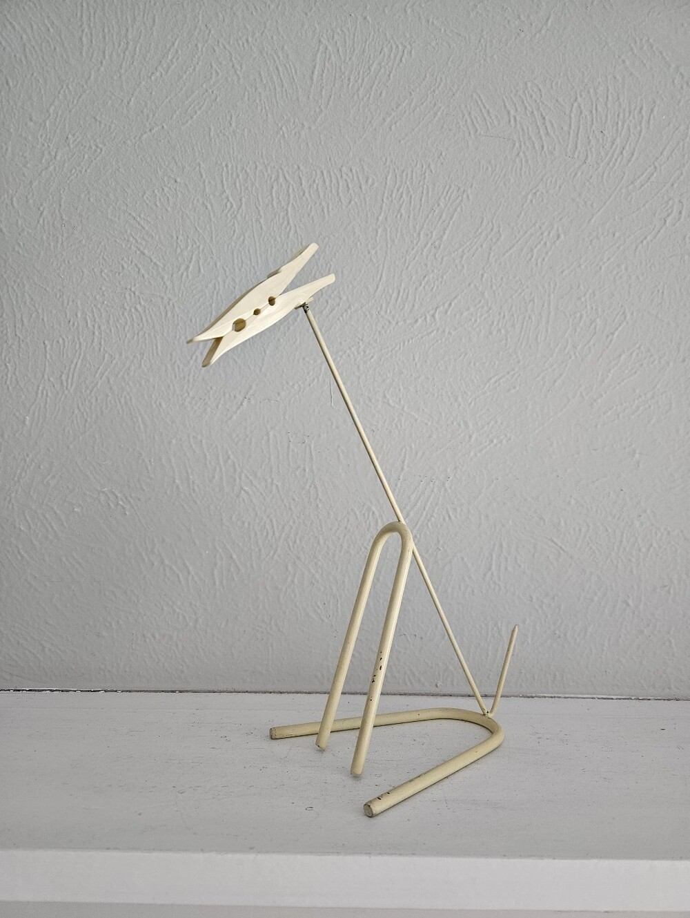 Vintage Mid-Century Metal Wire Stick Dog Receipt Organizer With Clip Head